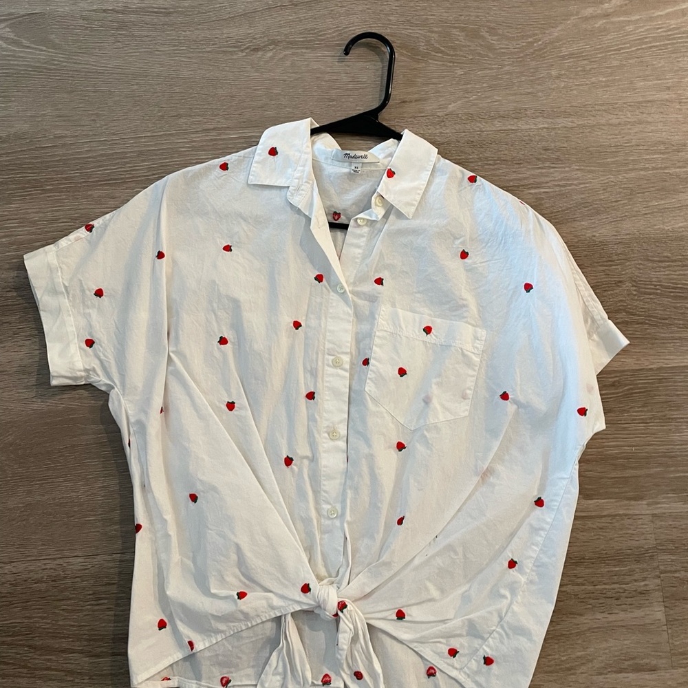 Madewell Strawberry front tie top